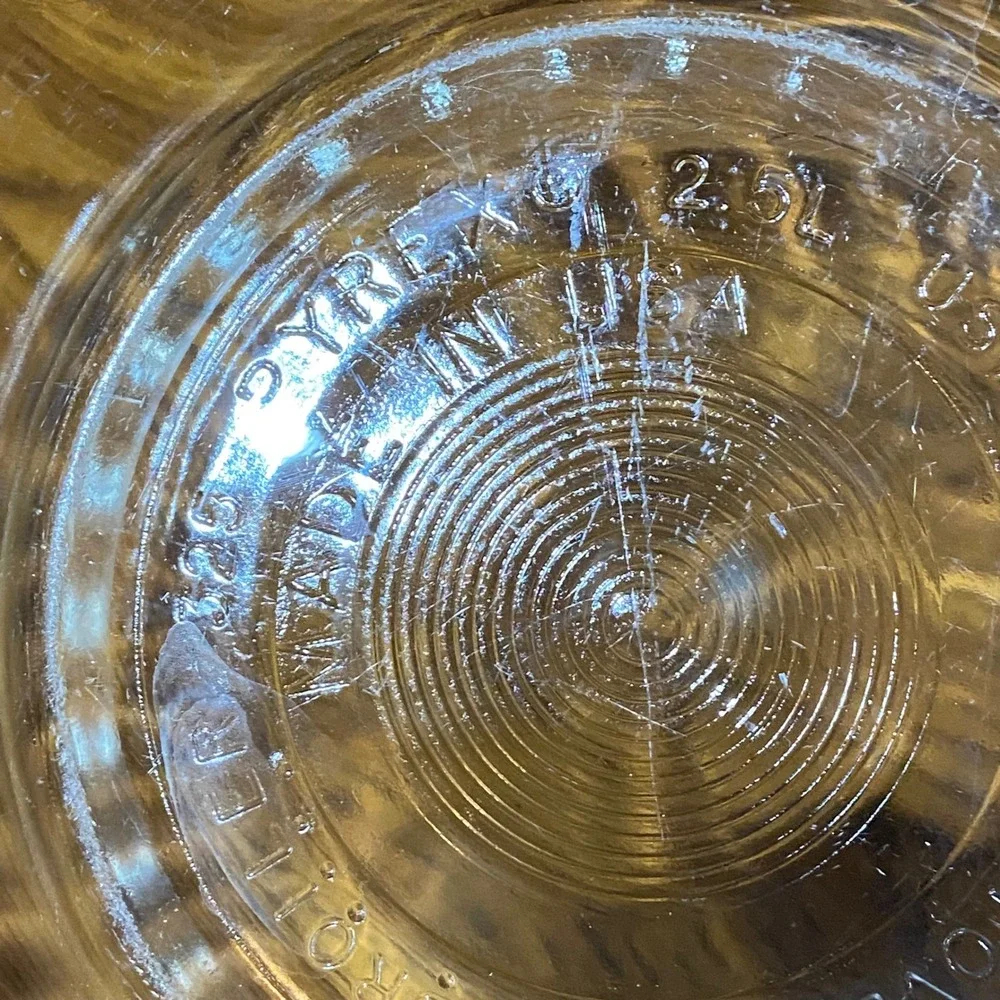 Pyrex 325 Clear‎ Glass Ribbed Mixing Bowl 2.5L Made in USA Vintage Kitchenware